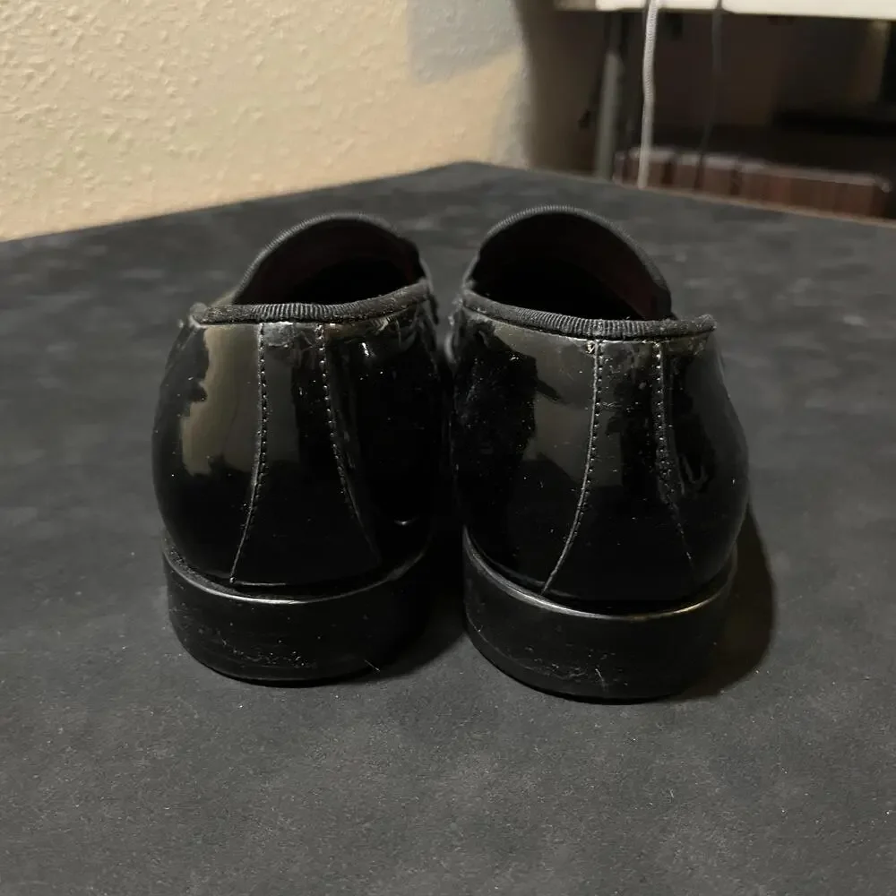 Salvatore Ferragamo Patent Leather Shoes Mens Size 10 Black Opera Vintage Preppy